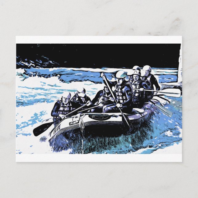 BLAUER RAFTING POSTKARTE (Vorderseite)