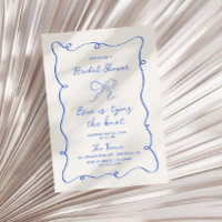Blauer Rahmen-Flachband-Brautparty mit Handzeichnu
