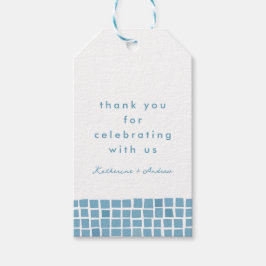 Blauer Rahmen griechische Hochzeit danke Ihnen für Geschenkanhänger