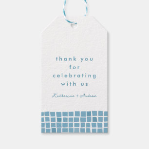 Blauer Rahmen griechische Hochzeit danke Ihnen für Geschenkanhänger