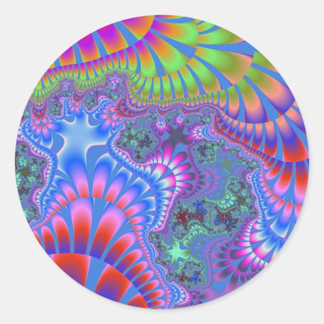Blauer Rainbow Melt Runder Aufkleber (Vorderseite)