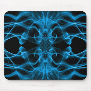 Blauer Rauch Symmetrischer Minimalistischer Schwar Mousepad