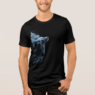 Blauer Rauch Wolf T-Shirt Mystischer Wolf Grafik Tri-Blend Shirt