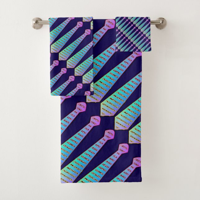 Blauer Regenbogen Dekorativer Designer  Badhandtuch Set (Insitu)