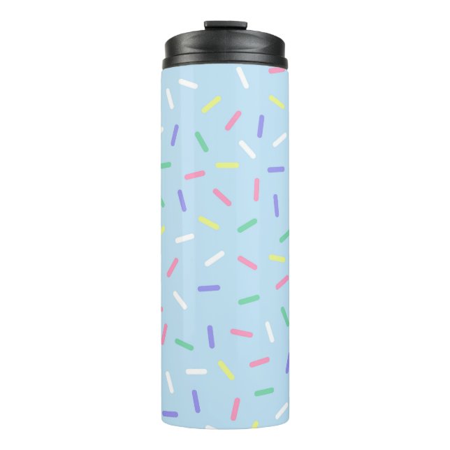 Blauer Regenbogen Sprinklen Konfetti Spaß farbenfr Thermosbecher (Vorderseite)
