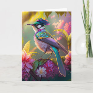 Blauer Regenbogen Winged Sunbird Fantasy Bird Karte