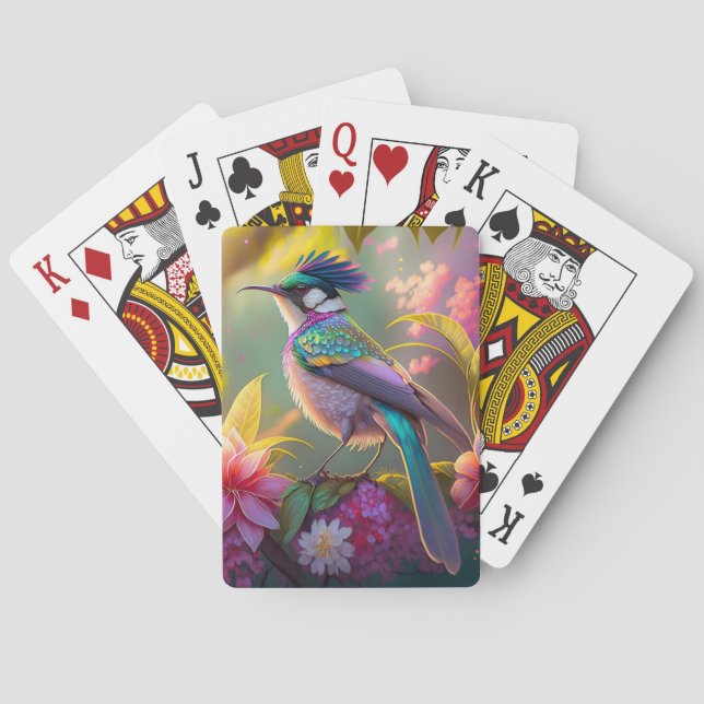Blauer Regenbogen Winged Sunbird Fantasy Bird Spielkarten (Rückseite)