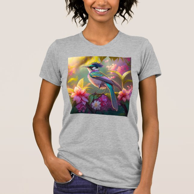 Blauer Regenbogen Winged Sunbird Fantasy Bird T-Shirt (Vorderseite)