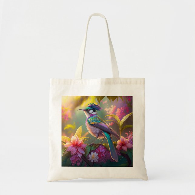 Blauer Regenbogen Winged Sunbird Fantasy Bird Tragetasche (Vorne)