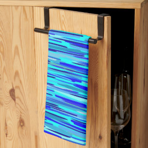 Blauer Regenfall Abstrakt Geschirrtuch