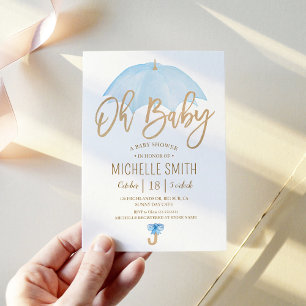 Blauer Regenschirm der Liebe Baby Sprinkle Shower Einladung