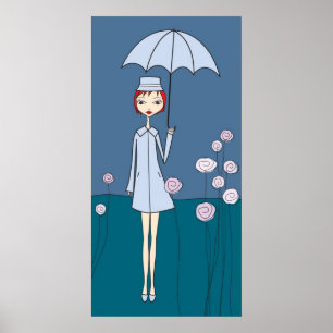 blauer Regenschirm Poster