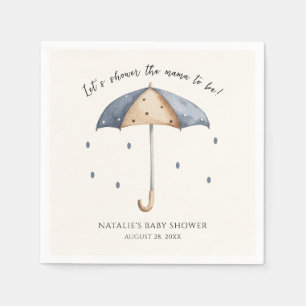Blauer Regenschirm und Rain Baby Dusche Serviette