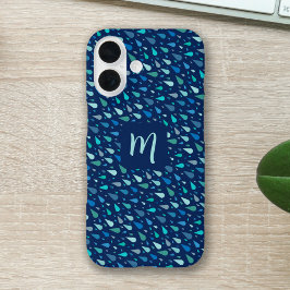 Blauer Regentropfen, kundenspezifisch iPhone 16 Hülle