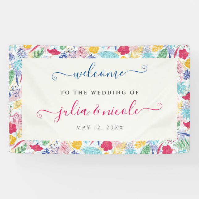 Blauer Regenwald mit blauem Rosa bei Evergreen Wed Banner (Horizontal)