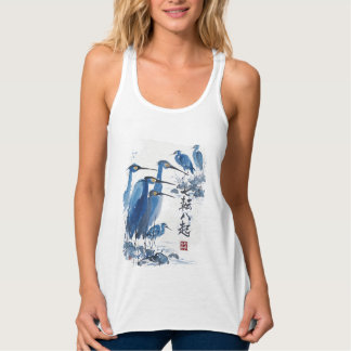 Blauer Reiher Japanische Tuschwaschung Vogel Natur Tank Top