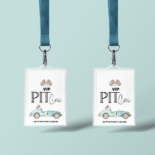 Blauer Rennwagen Geburtstag, jedes Alter, VIP PIT  Ausweis
