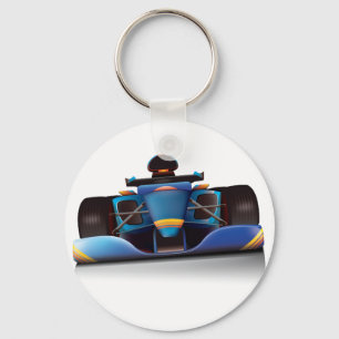 Blauer Rennwagen Schlüsselanhänger