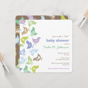 Blauer Retro Chicks Junge Dusche Party Einladung