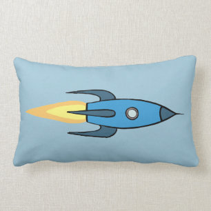 Blauer Retro Rocketship niedlicher Cartoon-Entwurf Lendenkissen