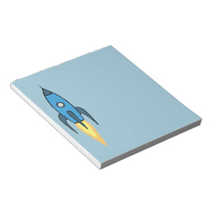 Blauer Retro Rocketship niedlicher Cartoon-Entwurf Notizblock