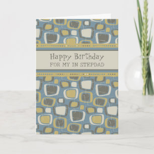 Blauer Retro-Stiefvater-Geburtstag Karte