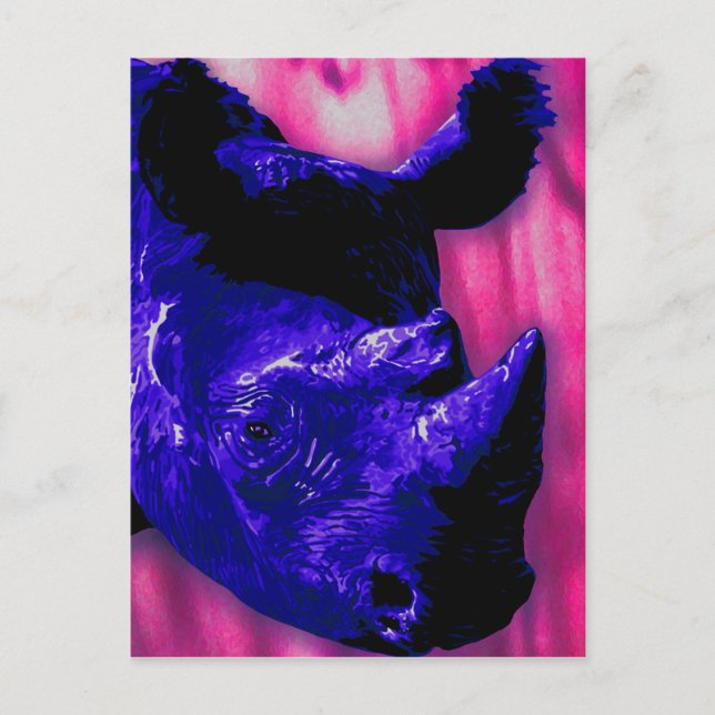 Blauer Rhino Postkarte (Vorderseite)