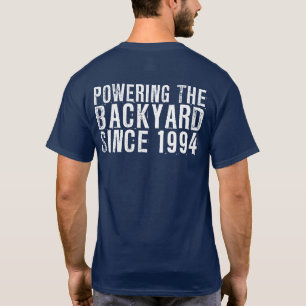 Blauer Rhino "Powering the Backyard" Dunkle Männe T-Shirt