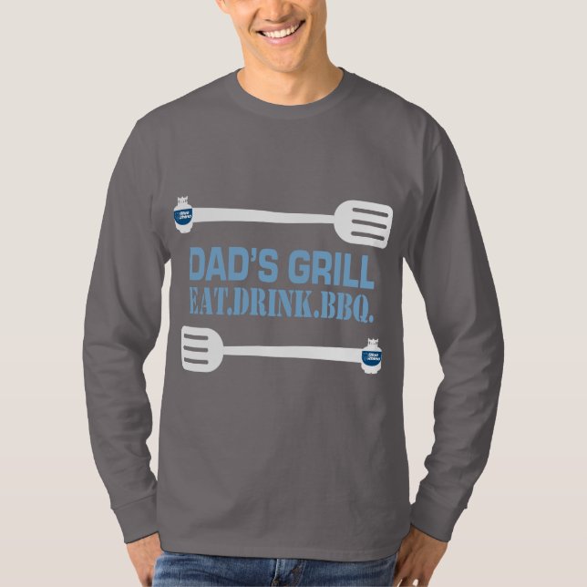 Blauer Rhino "Vater Grill" Langschlauch T-Shirt (Vorderseite)