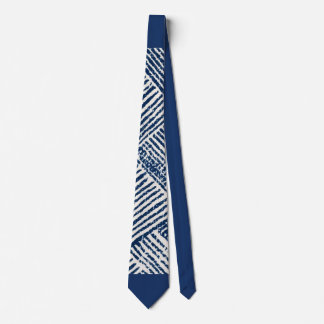 Blauer Rhythmus | Indigo Blau Geometrisches Muster Krawatte