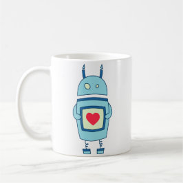 Blauer Roboter mit Herzen Kaffeetasse