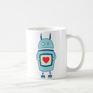 Blauer Roboter mit Herzen Kaffeetasse