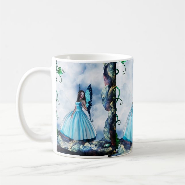 Blauer romantischer Schmetterlings-feenhafte Kaffeetasse (Links)
