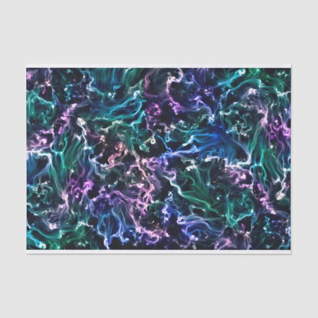 Blauer rosa Aquamariner kosmischer Abstrakter Flüs Seidenpapier (Vorderseite)