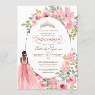 Blauer Rosa Aquarellfarben Quinceanera Einladung