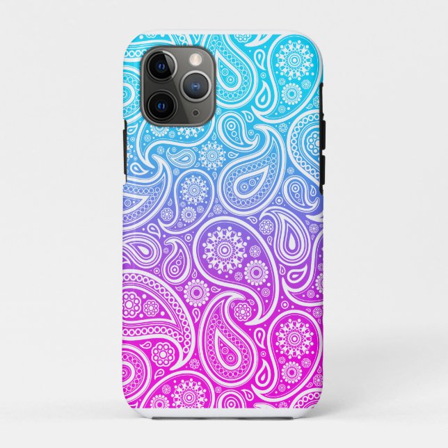 Blauer rosa bis blauer Omerweißpaisley Case-Mate iPhone Hülle (Rückseite)