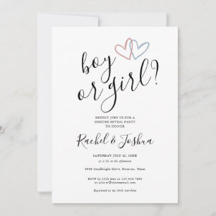 Blauer rosa blaue Herzen bei Jungen oder Mädchen P Einladung