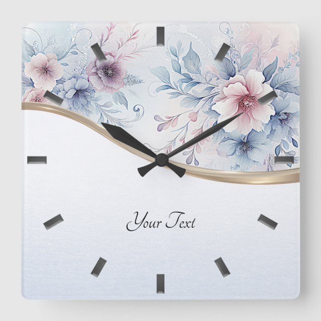 Blauer rosa blaue Wand-Uhr Quadratische Wanduhr (Vorderseite)
