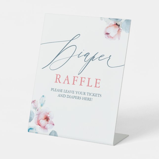 Blauer Rosa Blume Windelkreuz Ticketplatezeichen Sockelschild (Vorderseite)