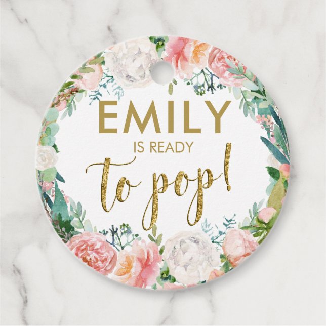 Blauer Rosa Blumensekt Pop Gefallen Geschenkanhänger (Vorderseite)