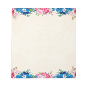 Blauer Rosa Blumenstrauch Notizblock