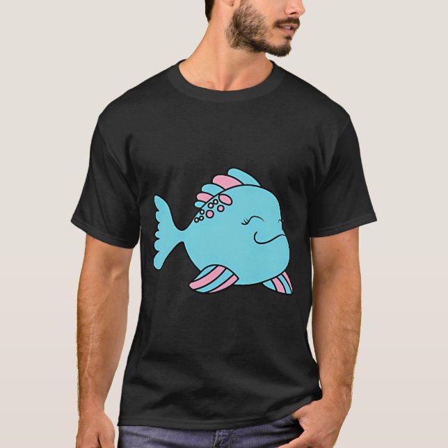 blauer rosa Fisch T-Shirt (Vorderseite)