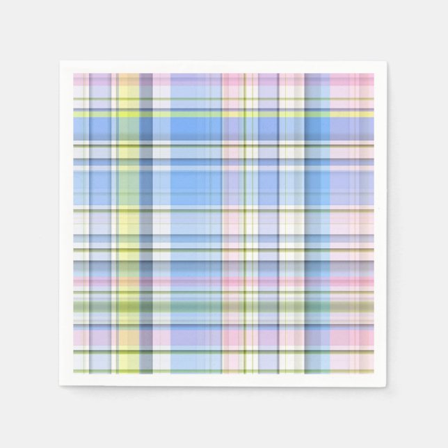 Blauer Rosa Gelb Welpe Madras Serviette (Vorderseite)