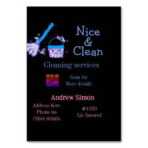 Blauer rosa Glitzer sauberer Mopp Name q r b Tischnummer