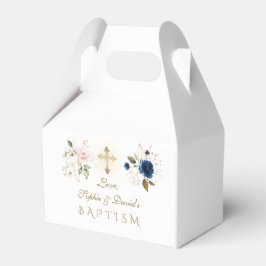 Blauer Rosa GoldblumenTwins Taufe Geschenkschachtel