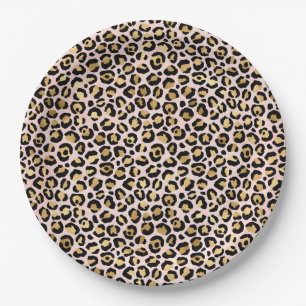 Blauer rosa Goldleoplatt Pappteller