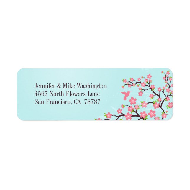 Blauer Rosa Kirschblüten Hochzeitstitel (Vorne)