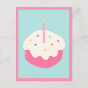 Blauer rosa Kuchen Postkarte