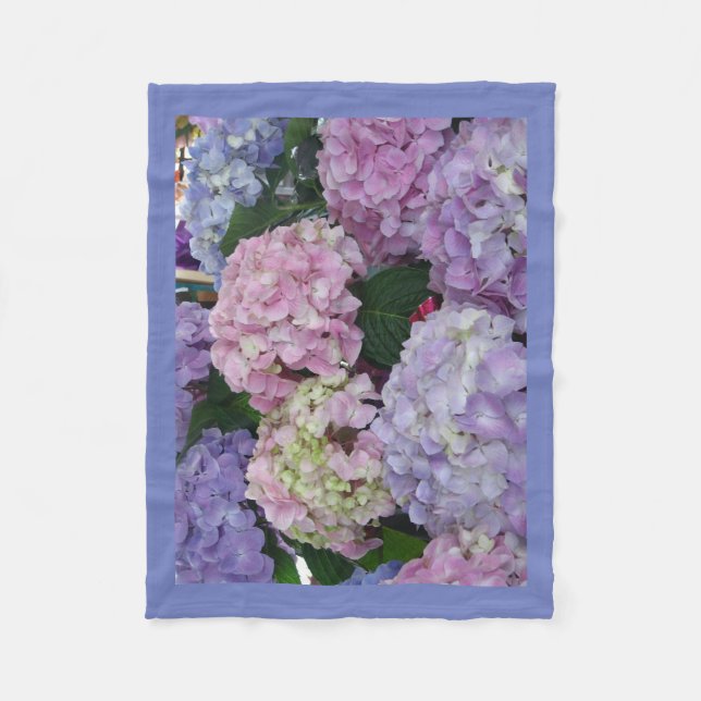Blauer rosa lila Hydrangea Fleecedecke (Vorderseite)