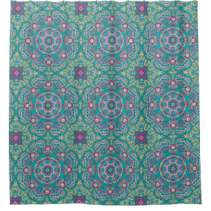 Blauer rosa Mandalas Duschvorhang